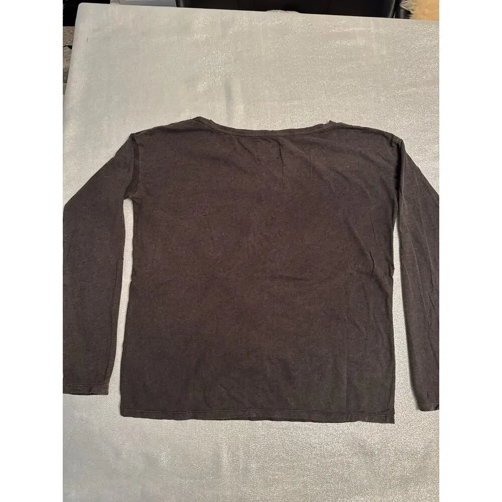 American Retro Grunge Long Sleeve Shirt Cut Outs Brown Gray US Medium/Large Boxy